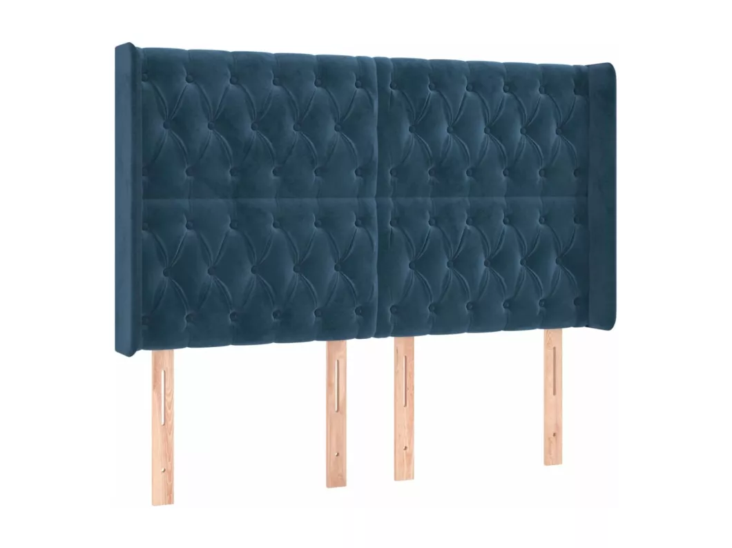 Kauf Unique LED Kopfteil Dunkelblau 163x16x118/128 cm Samt Jubiläumsangebot