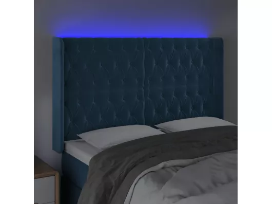 Kauf Unique LED Kopfteil Dunkelblau 163x16x118/128 cm Samt Jubiläumsangebot