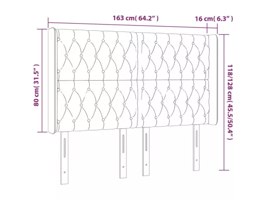 Kauf Unique LED Kopfteil Dunkelblau 163x16x118/128 cm Samt Jubiläumsangebot