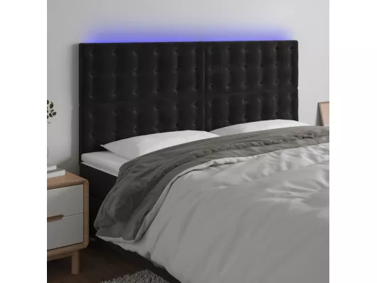 Kauf Unique LED Kopfteil Schwarz 200x5x118/128 cm Samt