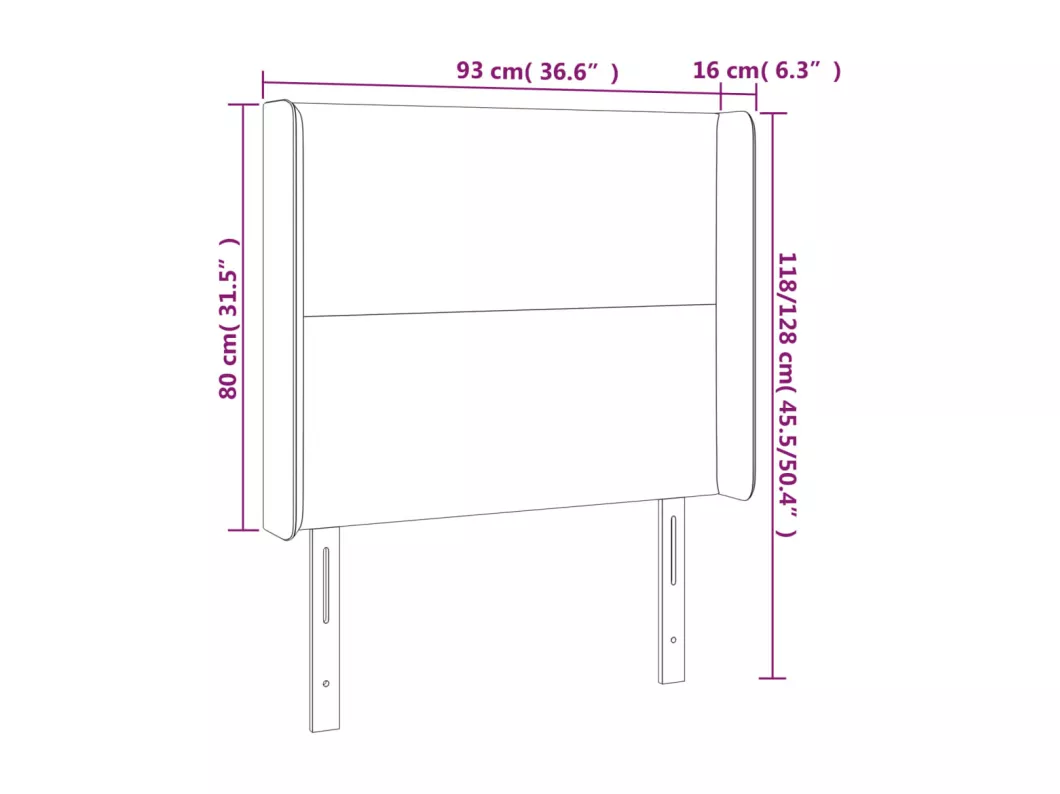 Kauf Unique LED Kopfteil Grau 93x16x118/128 cm Kunstleder Sonderangebote