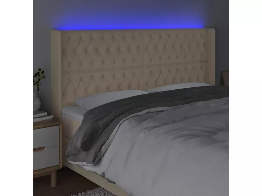 Kauf Unique LED Kopfteil Creme 203x16x118/128 cm Stoff Riesige Ersparnisse