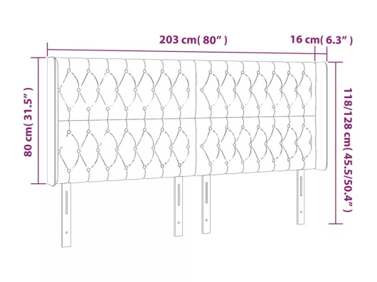 Kauf Unique LED Kopfteil Creme 203x16x118/128 cm Stoff Riesige Ersparnisse