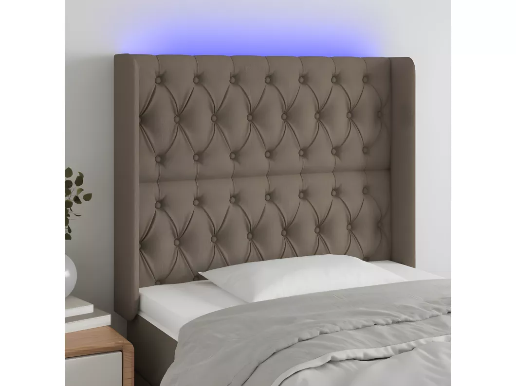 Kauf Unique LED Kopfteil Taupe 103x16x118/128 cm Stoff