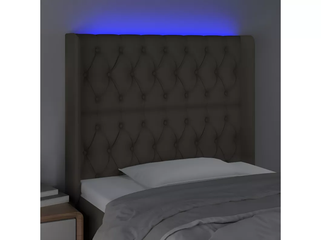 Kauf Unique LED Kopfteil Taupe 103x16x118/128 cm Stoff Kostenlose Rückgabe