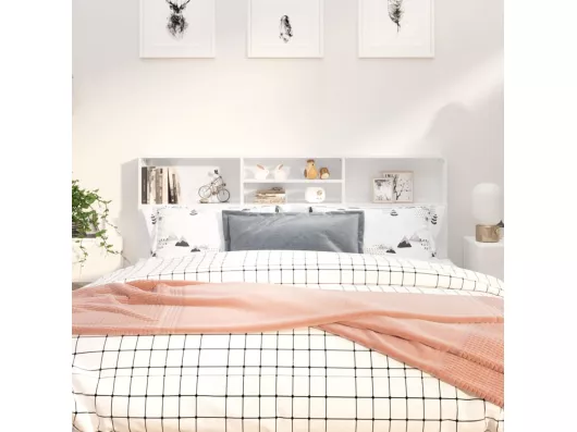 Kauf Unique Bett-Kopfteil mit Ablagen Hochglanz-Weiß 180x19x103,5 cm