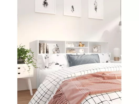 Kauf Unique Bett-Kopfteil mit Ablagen Hochglanz-Weiß 180x19x103,5 cm Letzte 3 Tage