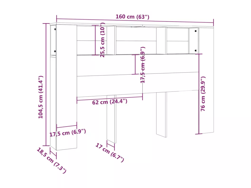 Kauf Unique Kopfteil mit Ablagen Weiß 160x18,5x104,5 cm Neueste Stile