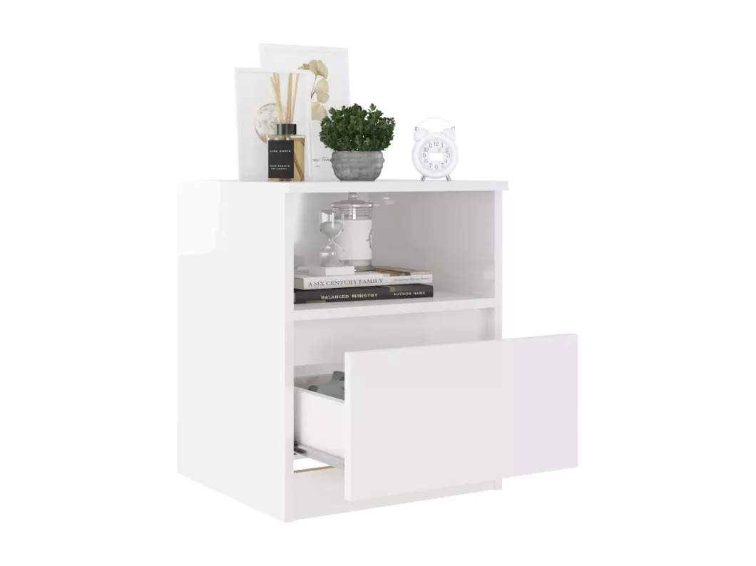 Kauf Unique Nachttisch Hochglanz-Weiß 40x40x50 cm Holzwerkstoff Zeitbegrenzte Promotion