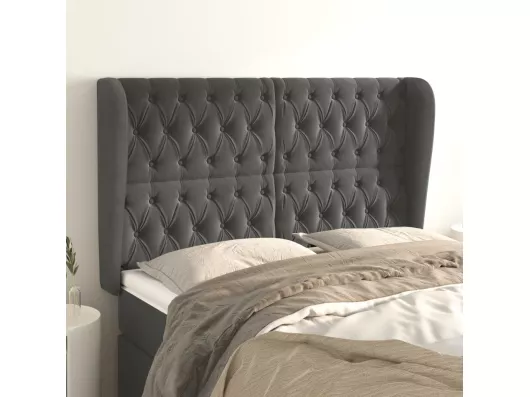 Kauf Unique Kopfteil mit Ohren Dunkelgrau 163x23x118/128 cm Samt Bis zu 60% Rabatt
