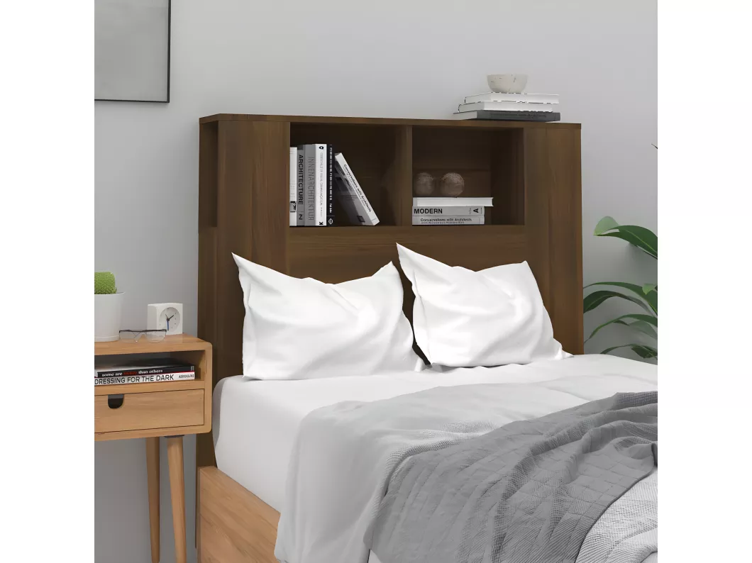 Kauf Unique Kopfteil mit Ablagen Braun Eichen-Optik 100x18,5x104,5 cm Bis zu 65% Rabatt