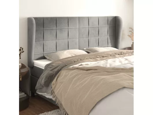 Kauf Unique Kopfteil mit Ohren Hellgrau 183x23x118/128 cm Samt