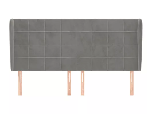 Kauf Unique Kopfteil mit Ohren Hellgrau 183x23x118/128 cm Samt Vierteljährliche Förderung