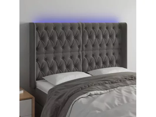 Kauf Unique LED Kopfteil Dunkelgrau 163x16x118/128 cm Samt Bis zu 55% Rabatt