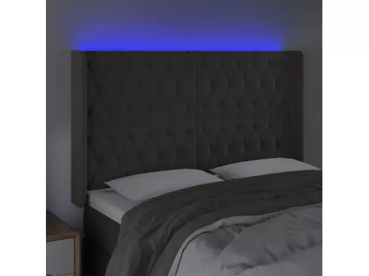 Kauf Unique LED Kopfteil Dunkelgrau 163x16x118/128 cm Samt Bis zu 55% Rabatt