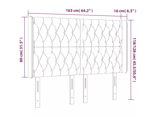 Kauf Unique LED Kopfteil Dunkelgrau 163x16x118/128 cm Samt Bis zu 55% Rabatt