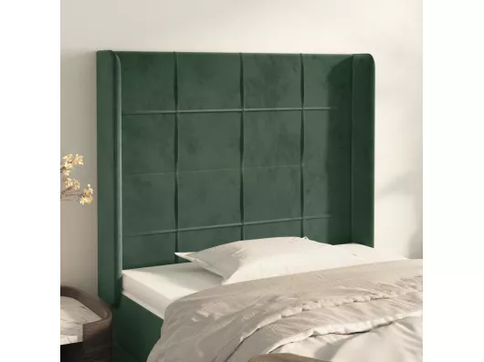 Kauf Unique Kopfteil mit Ohren Dunkelgrün 103x16x118/128 cm Samt Discount Store für neue Produkte