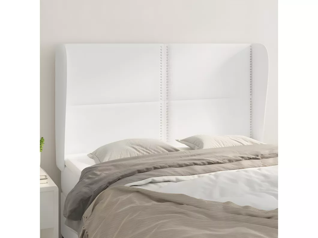 Kauf Unique Kopfteil mit Ohren Weiß 147x23x118/128 cm Kunstleder