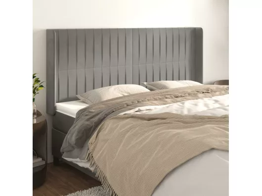 Kauf Unique Kopfteil mit Ohren Hellgrau 163x16x118/128 cm Samt