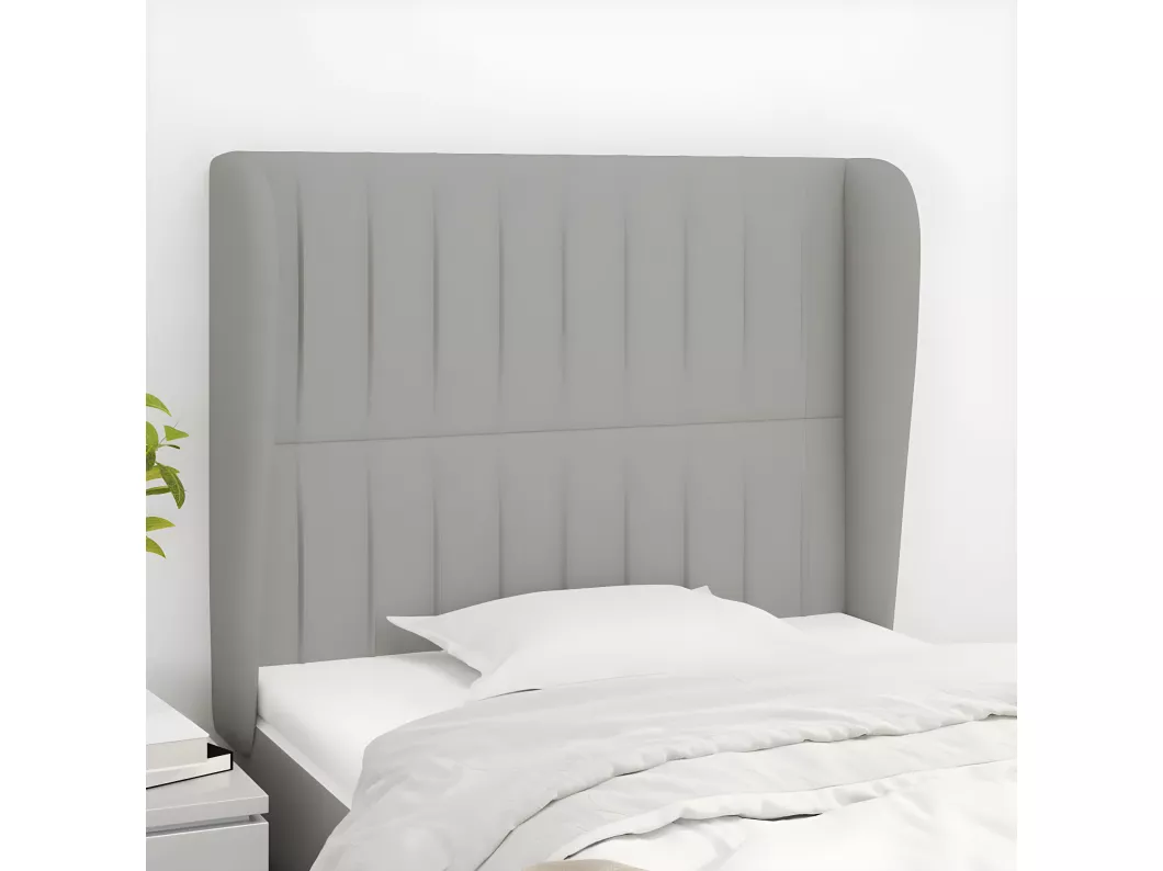Kauf Unique Kopfteil mit Ohren Hellgrau 93x23x118/128 cm Stoff 2025