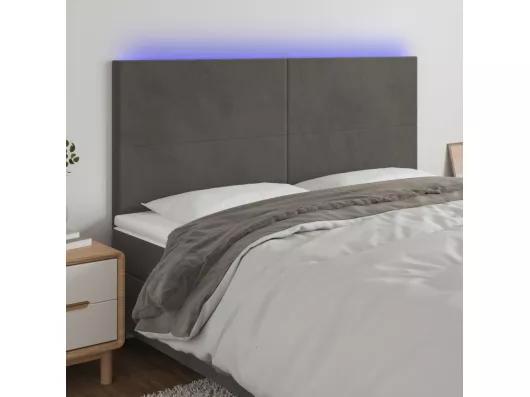 Kauf Unique LED Kopfteil Dunkelgrau 200x5x118/128 cm Samt Online