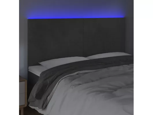 Kauf Unique LED Kopfteil Dunkelgrau 200x5x118/128 cm Samt Online