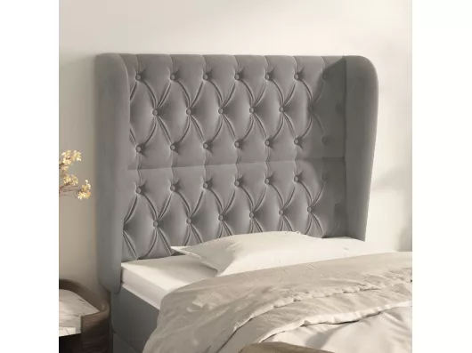 Kauf Unique Kopfteil mit Ohren Hellgrau 93x23x118/128 cm Samt