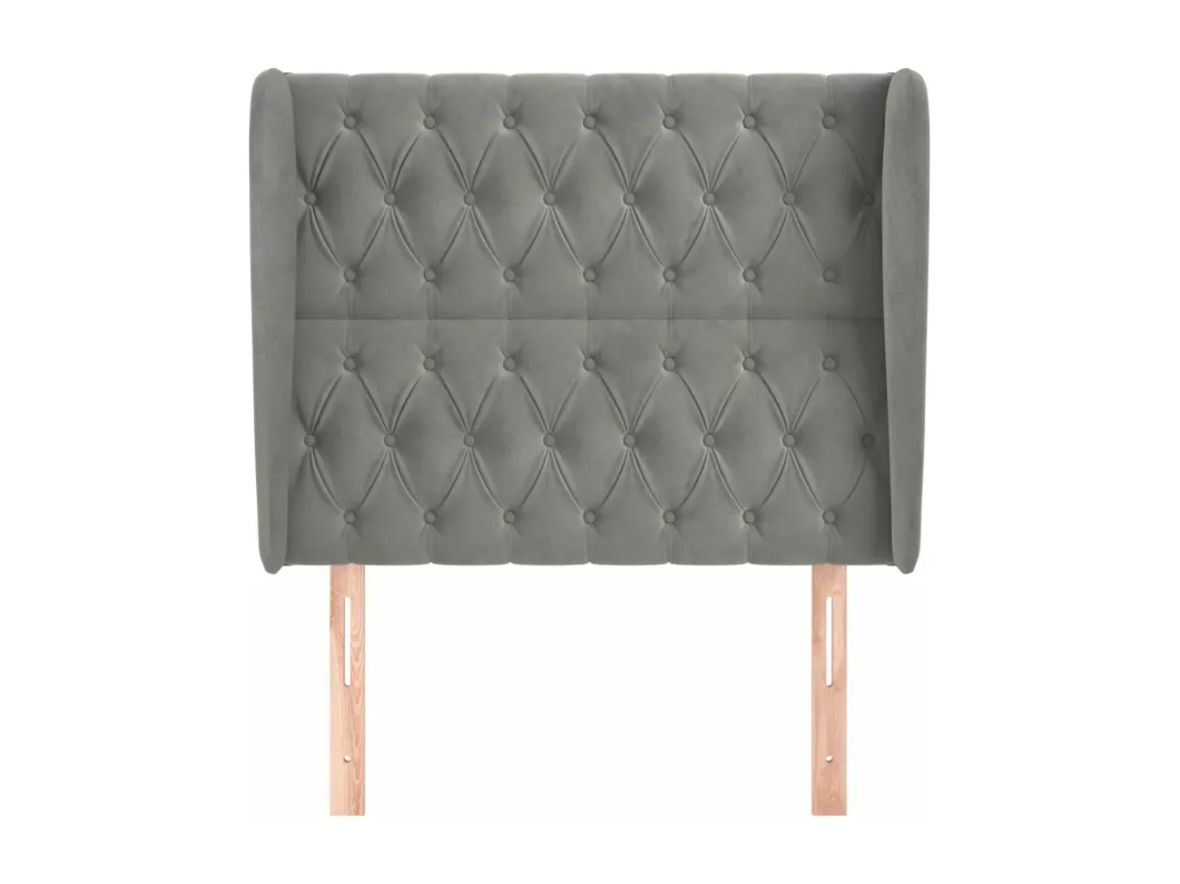 Kauf Unique Kopfteil mit Ohren Hellgrau 93x23x118/128 cm Samt Outlet
