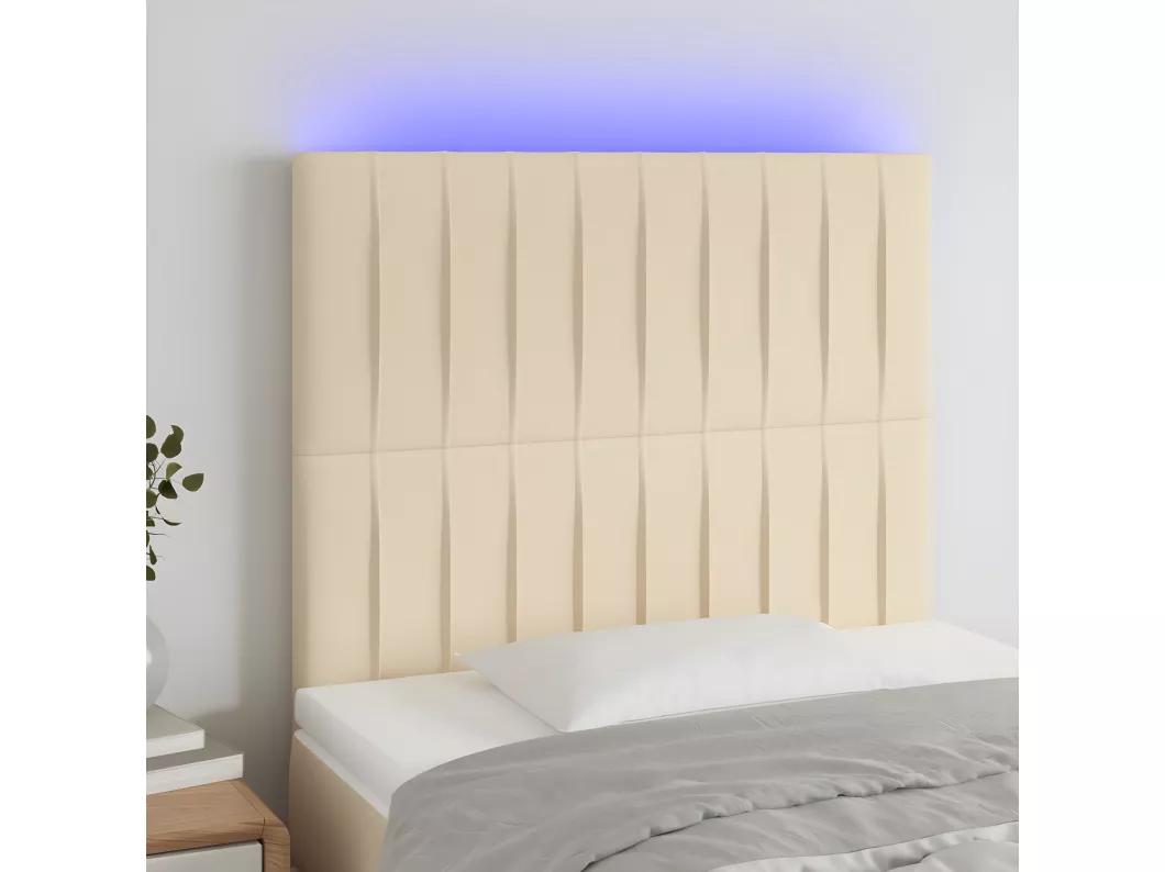 Kauf Unique LED Kopfteil Creme 90x5x118/128 cm Stoff