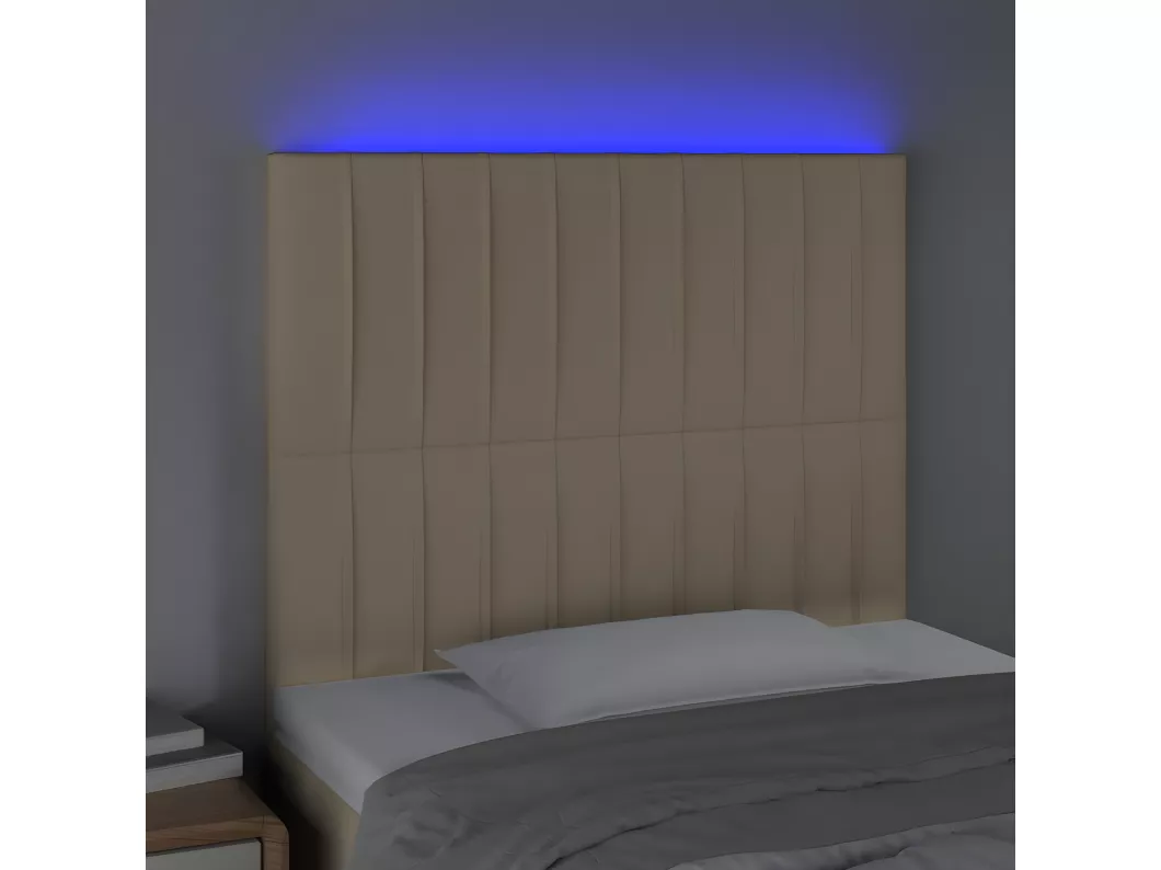 Kauf Unique LED Kopfteil Creme 90x5x118/128 cm Stoff Hotsell