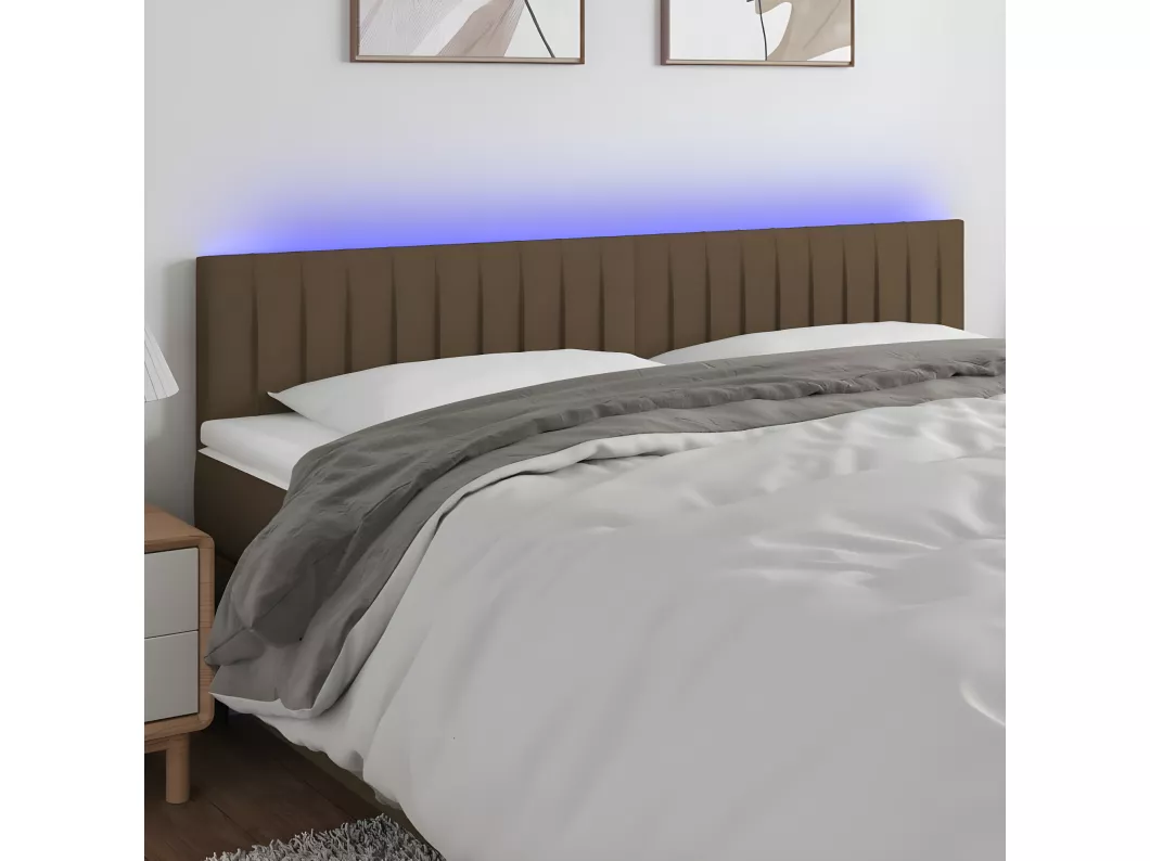 Kauf Unique LED Kopfteil Dunkelbraun 200x5x78/88 cm Stoff