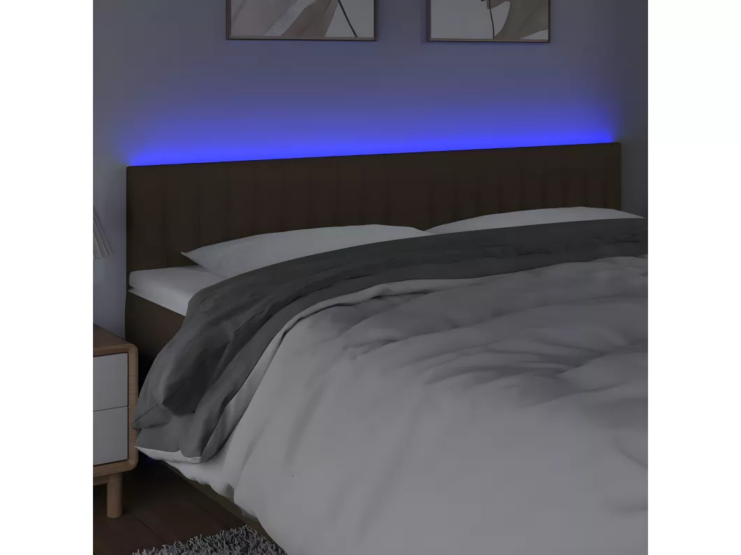 Kauf Unique LED Kopfteil Dunkelbraun 200x5x78/88 cm Stoff Günstiger Verkauf