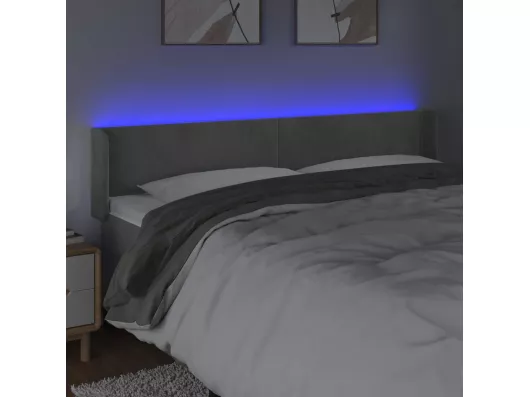 Kauf Unique LED Kopfteil Hellgrau 183x16x78/88 cm Samt Rabatt