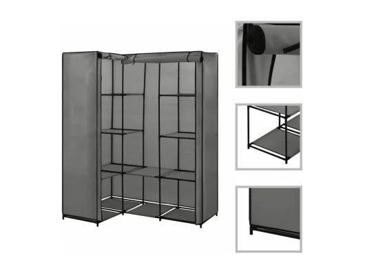 Kauf Unique Eckkleiderschrank Grau 130 x 87 x 169 cm Begrenztes Angebot