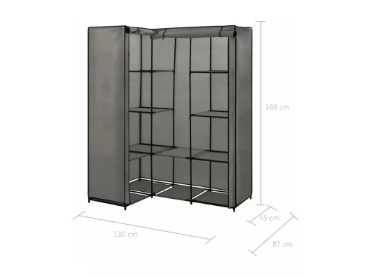 Kauf Unique Eckkleiderschrank Grau 130 x 87 x 169 cm Begrenztes Angebot