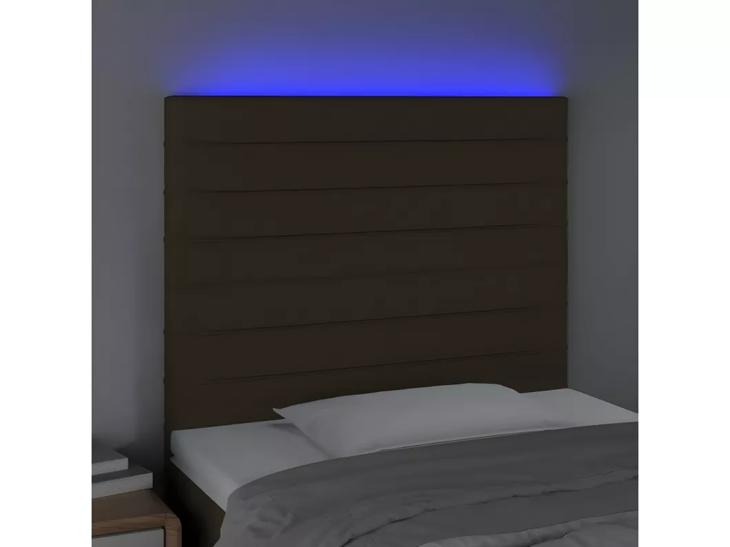 Kauf Unique LED Kopfteil Dunkelbraun 80x5x118/128 cm Stoff Online Shopping