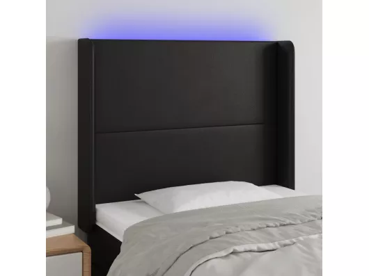 Kauf Unique LED Kopfteil Schwarz 83x16x118/128 cm Kunstleder Muttertagsangebot