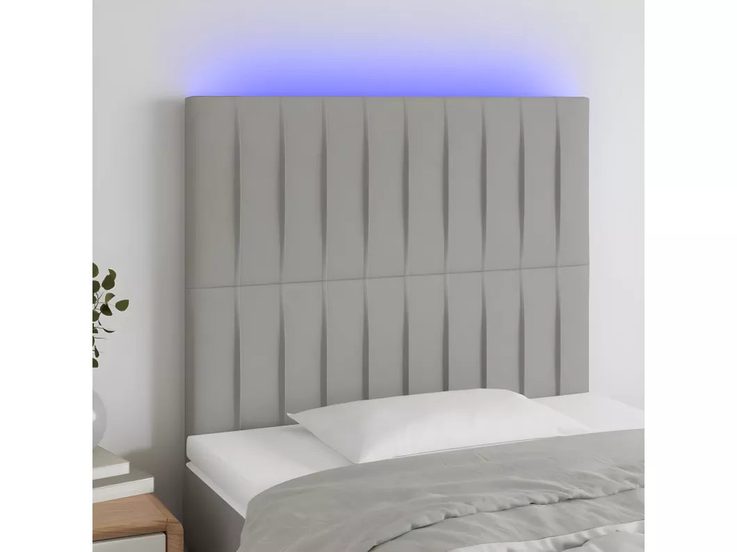 Kauf Unique LED Kopfteil Hellgrau 100x5x118/128 cm Stoff