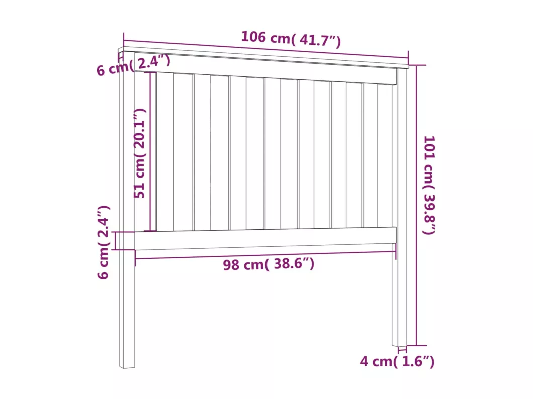 Kauf Unique Kopfteil 106x6x101 cm Massivholz Kiefer Zeitlich begrenztes Angebot