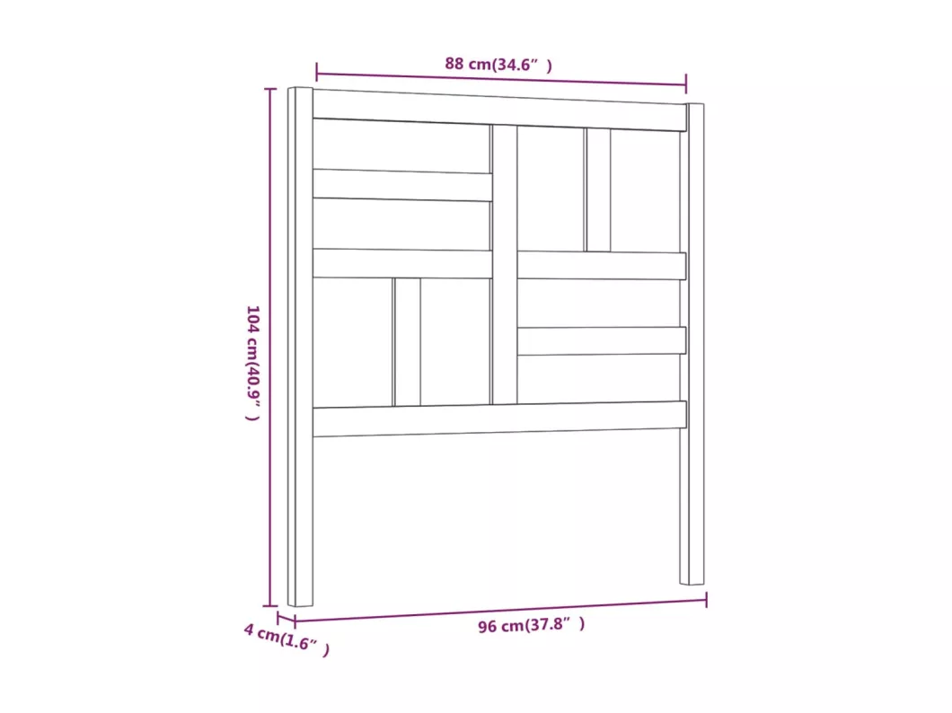 Kauf Unique Bett-Kopfteil Schwarz 96x4x104 cm Massivholz Kiefer Exklusive Angebote