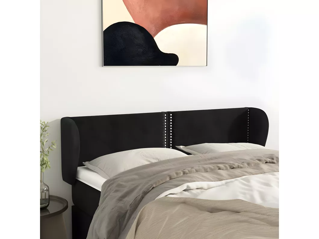 Kauf Unique Kopfteil mit Ohren Schwarz 147x23x78/88 cm Samt