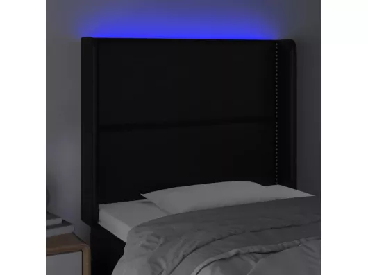 Kauf Unique LED Kopfteil Schwarz 83x16x118/128 cm Kunstleder Super Sparpreis