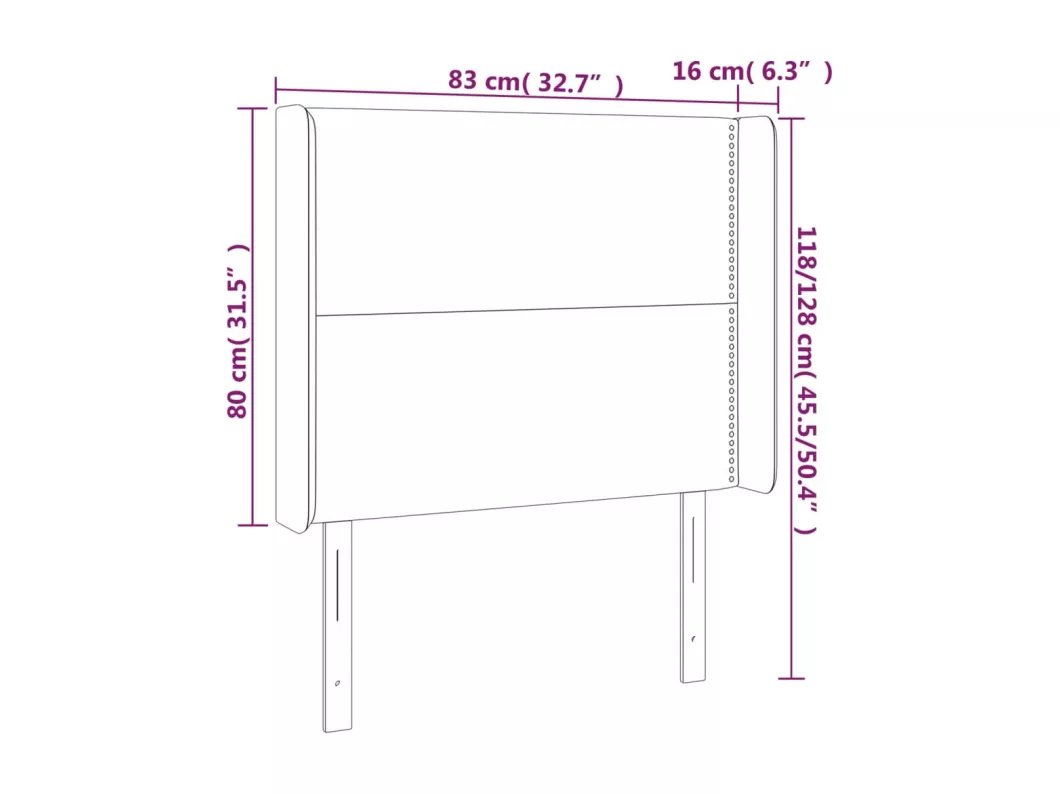 Kauf Unique LED Kopfteil Schwarz 83x16x118/128 cm Kunstleder Super Sparpreis