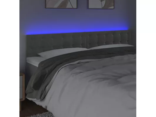 Kauf Unique LED Kopfteil Hellgrau 180x5x78/88 cm Samt Bis zu 60% Rabatt