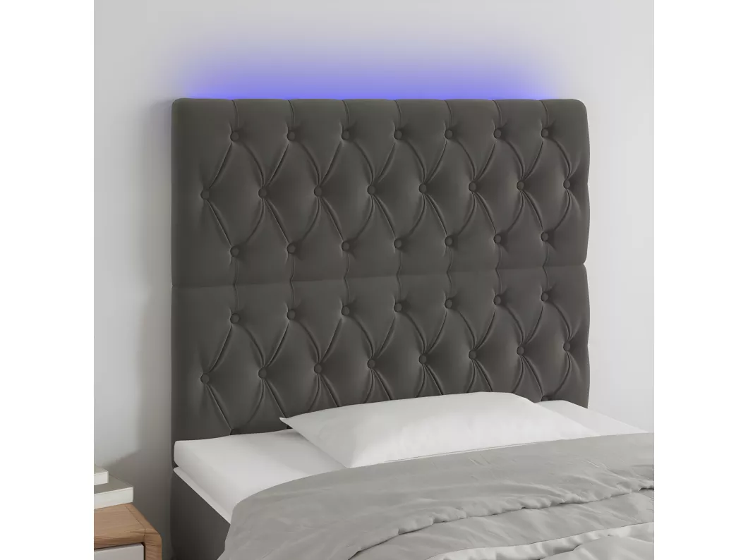 Kauf Unique LED Kopfteil Dunkelgrau 90x7x118/128 cm Samt Bis zu 55% Rabatt