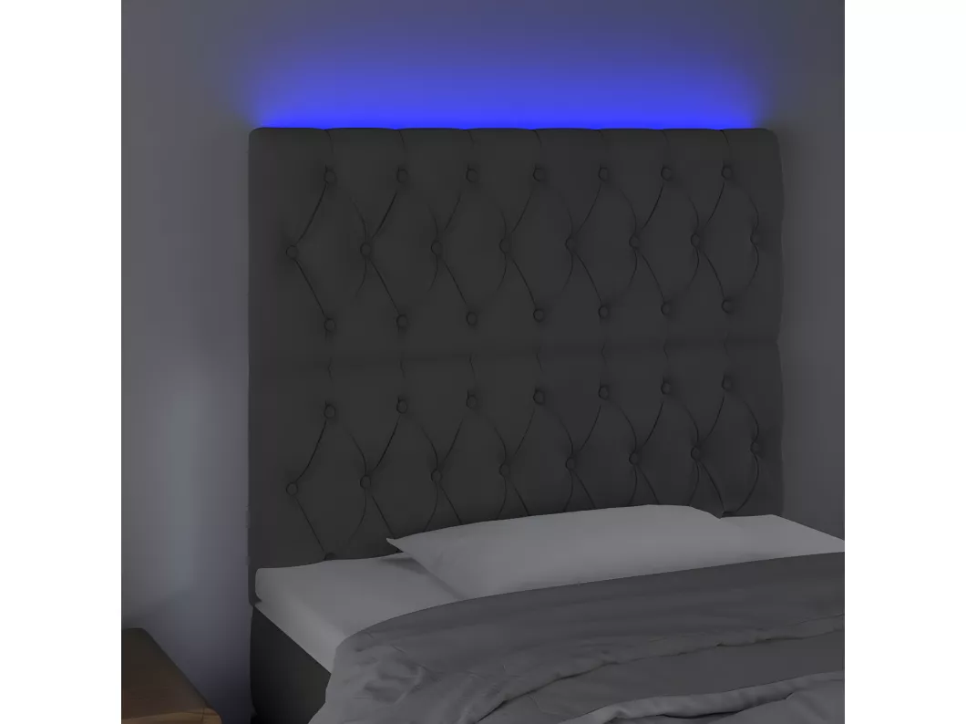 Kauf Unique LED Kopfteil Dunkelgrau 90x7x118/128 cm Samt Bis zu 55% Rabatt
