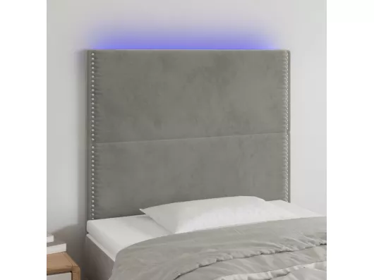 Kauf Unique LED Kopfteil Hellgrau 100x5x118/128 cm Samt