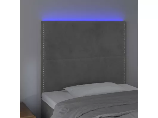 Kauf Unique LED Kopfteil Hellgrau 100x5x118/128 cm Samt zollfrei