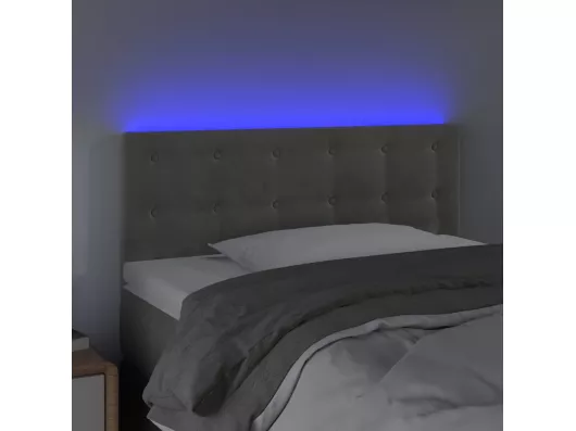 Kauf Unique LED Kopfteil Hellgrau 80x5x78/88 cm Samt Fabrikpreis