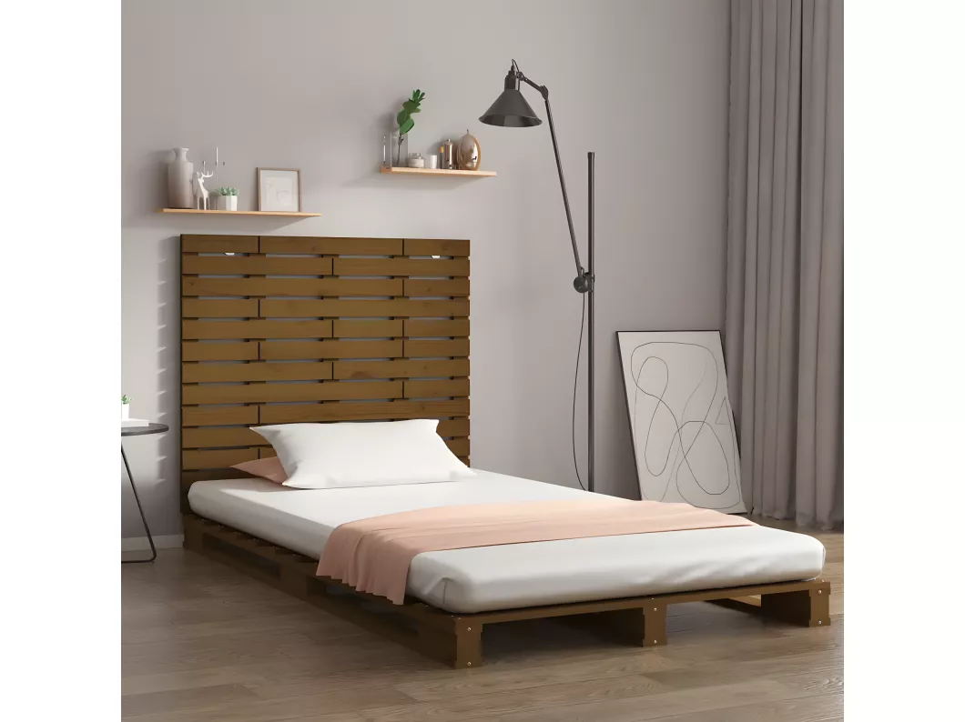 Kauf Unique Wand-Kopfteil Honigbraun 141x3x91,5 cm Massivholz Kiefer Sonderangebot